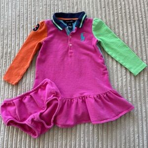 Vintage-ish Ralph Lauren Toddler Colorblock Pique Polo Dress
